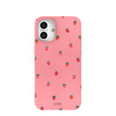 Coque iPhone 16 Plus rose bonbon avec baies d'été
