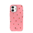 Coque iPhone 17 rose bonbon avec baies d'été