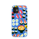 Coque pour iPhone 12 Mini Motif Sushi Night Bleu Électrique