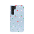 Coque Samsung Galaxy S25+(Plus) à motif cerises douces bleu poudre