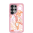 Coque transparente Sweet Doodles pour Samsung Galaxy S26 Ultra avec bordure rose pétale (chargement magnétique inclus)