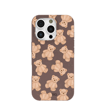 Chocolate Brown Teddy Love iPhone 16 Pro Case – Pela Case