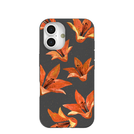 Black Tiger Lily iPhone 16 Case Pela Case Black Tiger Lily iPhone 16 Case Pela Case