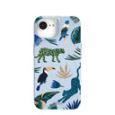 Coque iPhone 16e/17e bleu poudré, forêt tropicale