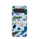 Coque Google Pixel 10 Pro XL bleu poudre motif forêt tropicale