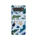 Coque Google Pixel 6 bleu poudre motif forêt tropicale