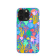 Coque pour iPhone 13 Pro à motif fleurs sous-marines bleu électrique