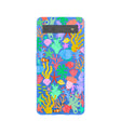 Coque Google Pixel 6a à motif fleurs sous-marines bleu électrique