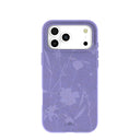 Coque pour iPhone 17 Pro Max avec broderies de fleurs sauvages lavande