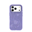 Coque pour iPhone 17 Pro avec broderies de fleurs sauvages lavande
