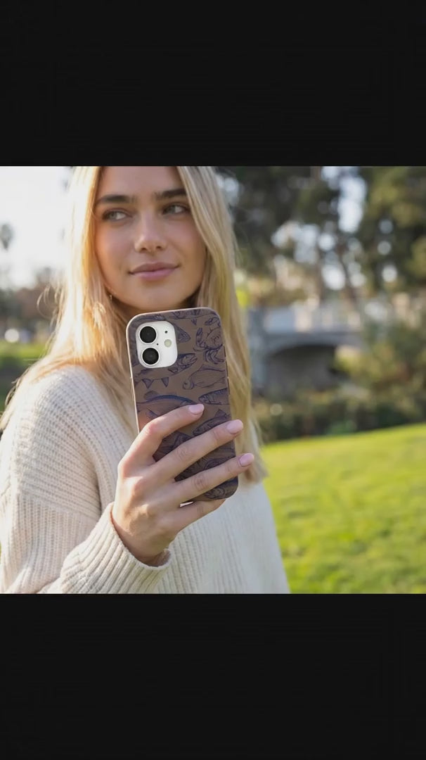 Chocolate Brown Vintage Catch iPhone 15 Case - Product video demonstration