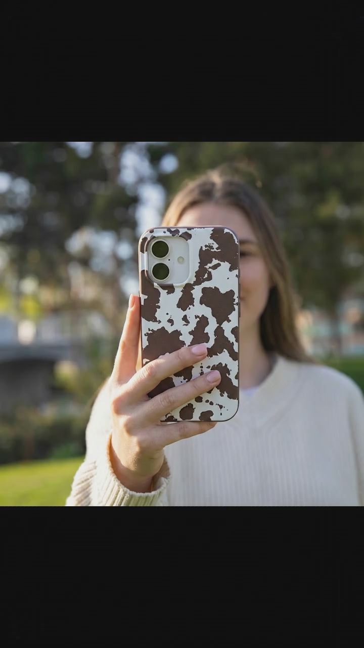 Chocolate Brown Cow Couture iPhone 17 Case - Product video demonstration