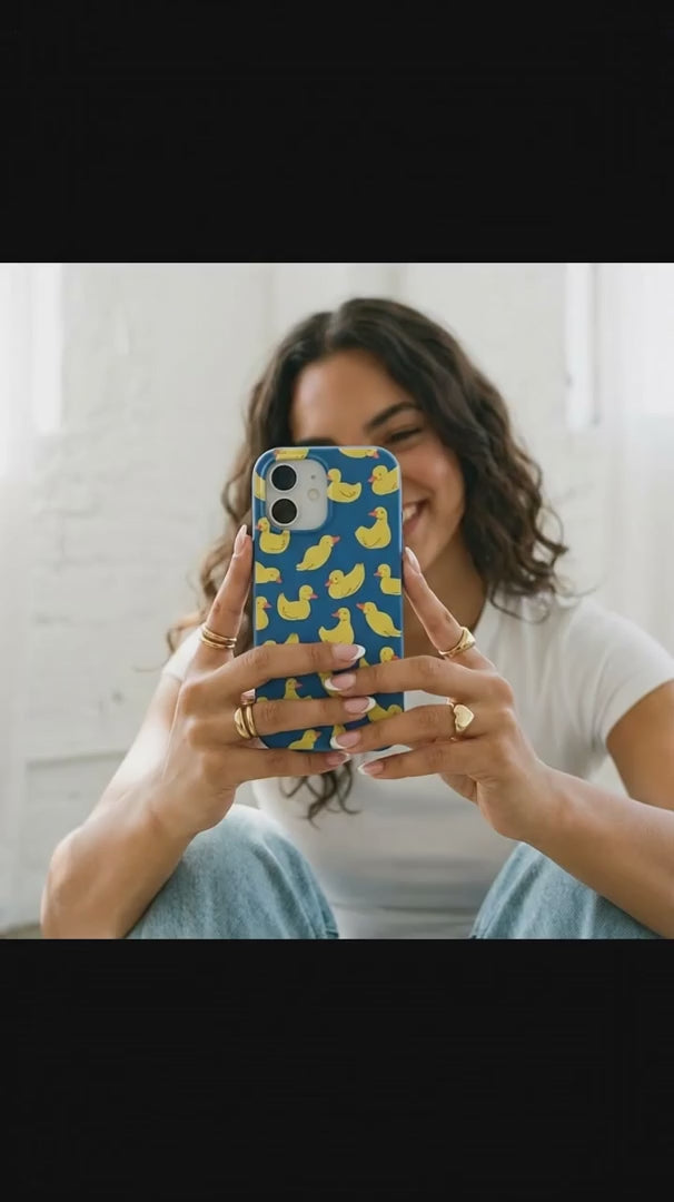 Electric Blue Sunny Ducklings iPhone 16 Case - Product video demonstration