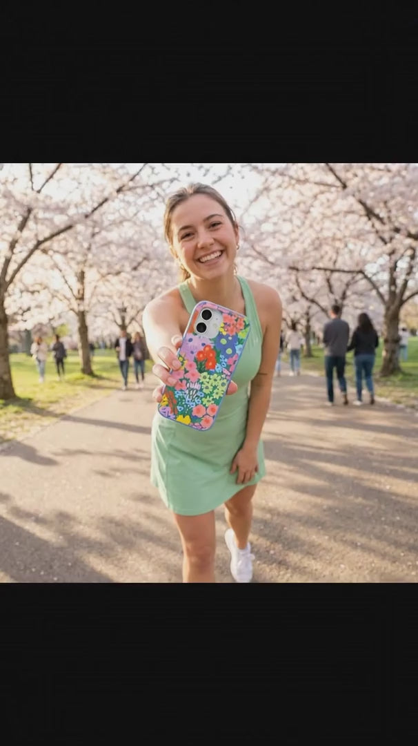 Electric Blue Painted Garden iPhone 15 Pro Case - Product video demonstration