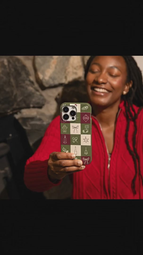 Forest Floor Holiday Squares iPhone 17 Pro Case - Product video demonstration