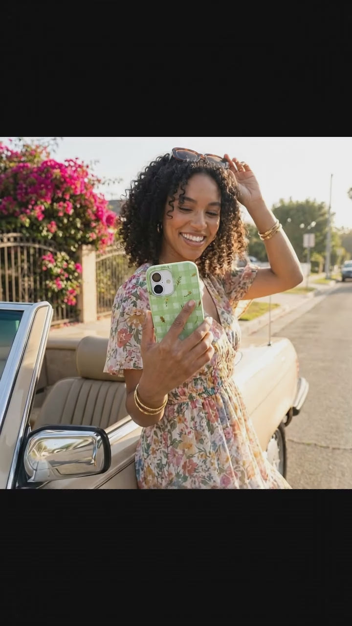 Sage Green Fall Gingham iPhone 17 Case - Product video demonstration