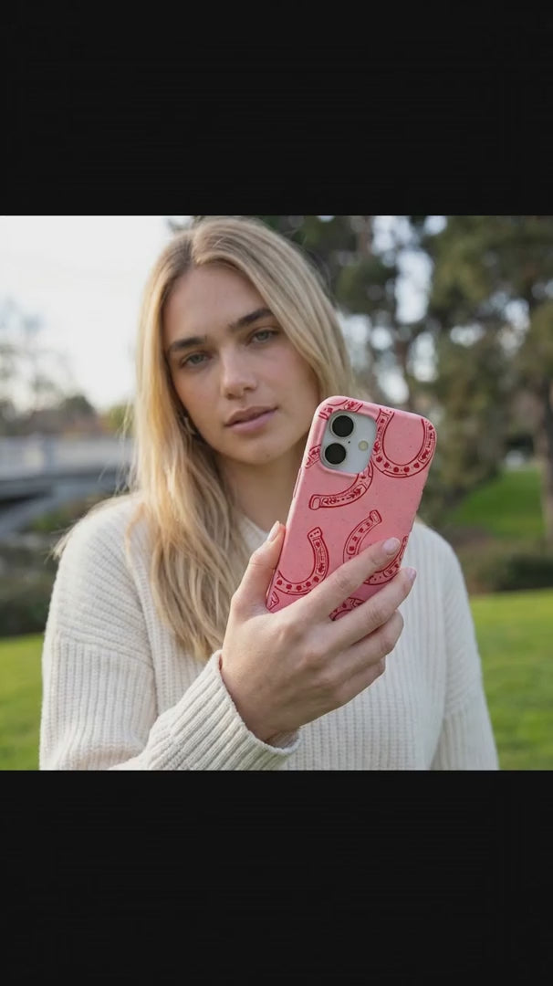 Bubblegum Pink Lucky Horseshoe iPhone 16 Pro Max Case - Product video demonstration