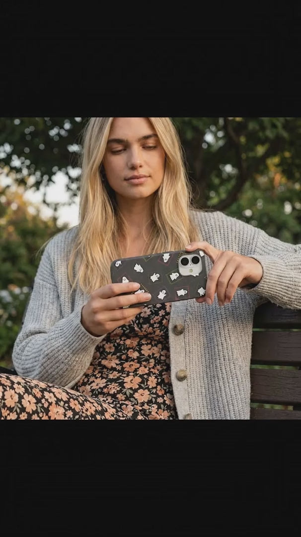 Black Ghost Stamps iPhone 17 Pro Case - Product video demonstration