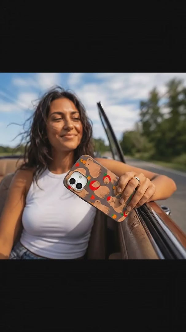 Chocolate Brown Sweet Capybaras iPhone 17 Pro Case - Product video demonstration