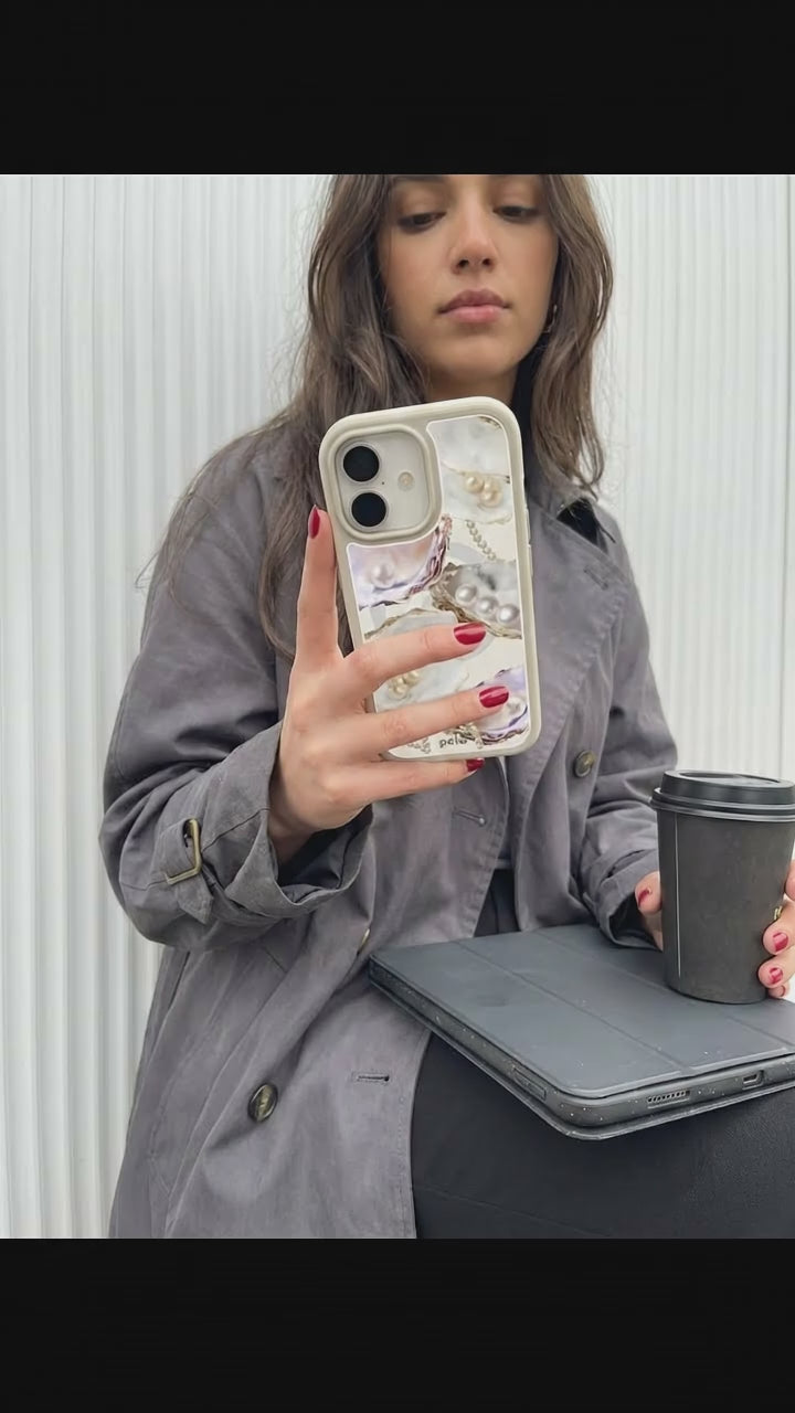 Clear Moonlit Oyster iPhone 17 Case With London Fog Ridge (MagSafe included) - Product video demonstration