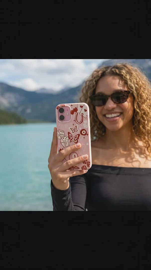 Bubblegum Pink Feeling Lucky iPhone 15 Case - Product video demonstration