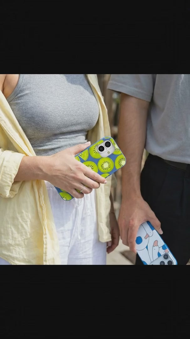 Electric Blue Kiwi Slices iPhone 16 Pro Max Case - Product video demonstration