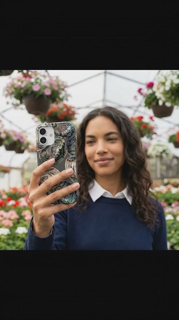 Black Abalone Shells iPhone 15 Case - Product video demonstration