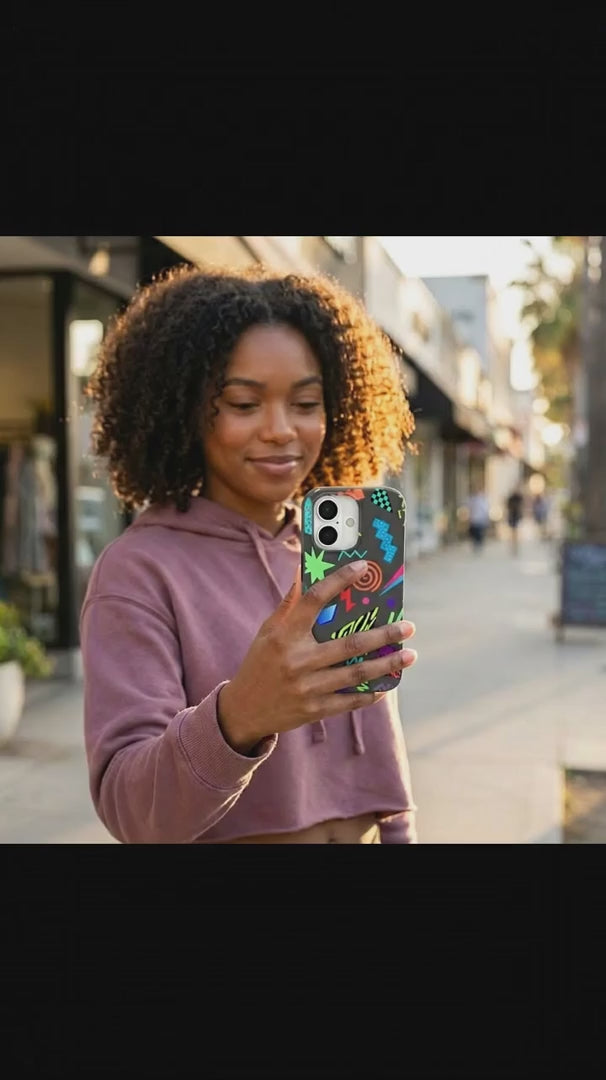 Black Neon Blast iPhone 15 Pro Case - Product video demonstration