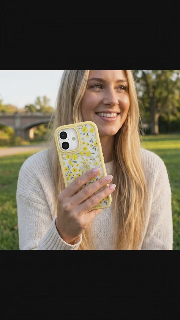 Clear Golden Bloom iPhone 17 Pro Case With Sunbeam Ridge (MagSafe included) - Product video demonstration