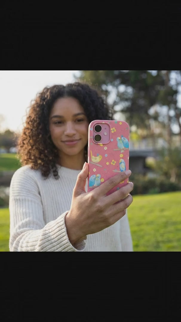 Bubblegum Pink Budgie Daydream iPhone 15 Pro Case - Product video demonstration