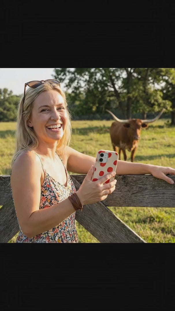 Seashell Cheery Dots iPhone 15 Pro Case - Product video demonstration