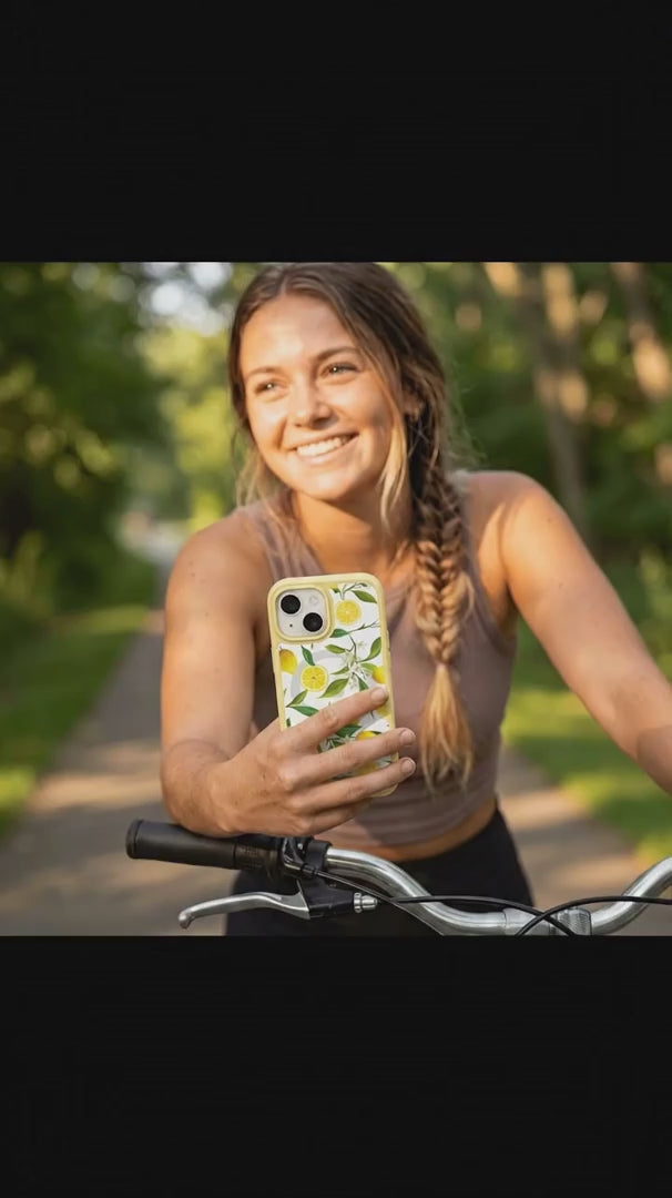 Clear Lemon Bloom iPhone 17 Pro Case With Sunbeam Ridge (MagSafe included) - Product video demonstration