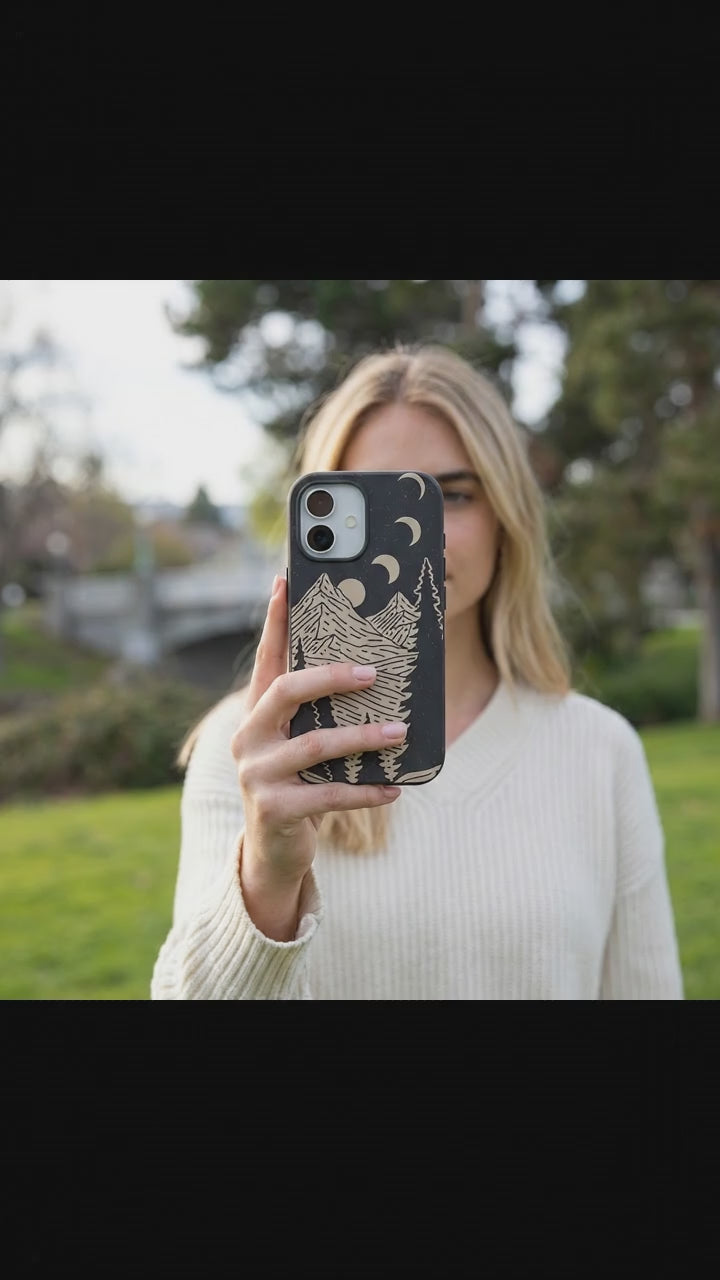 Black Moonlight Peaks iPhone 17 Case - Product video demonstration