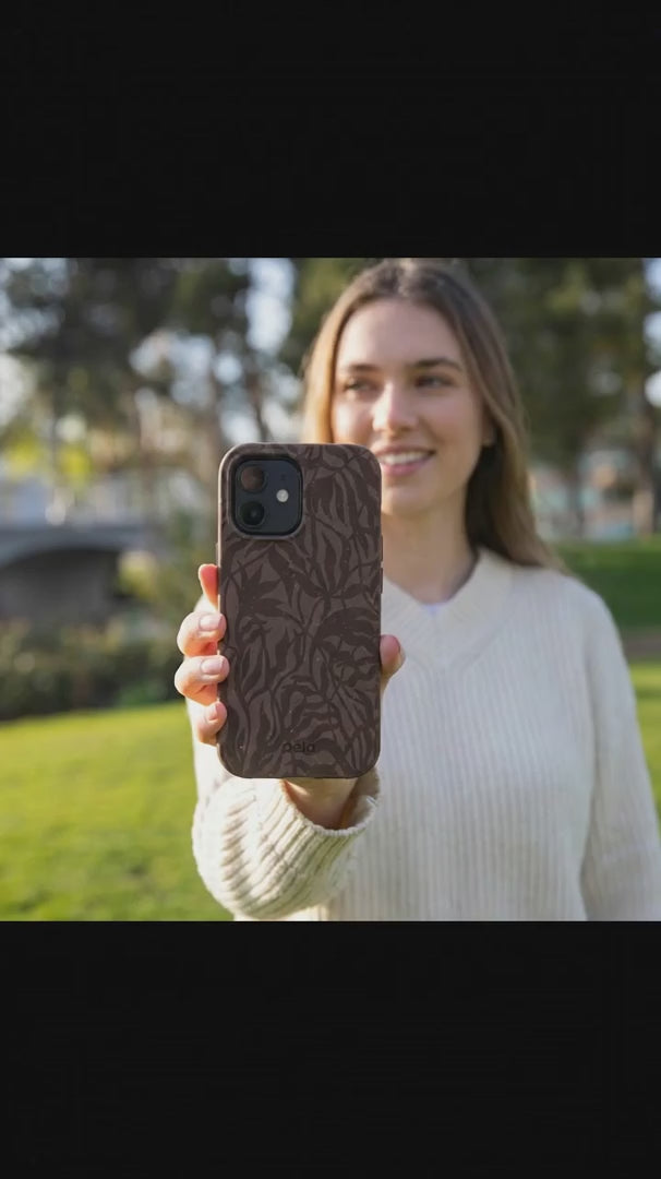 Chocolate Brown Rustic Leaves iPhone 15 Case - Product video demonstration