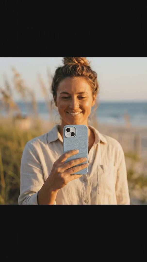 Powder Blue Ebb and Flow iPhone 15 Pro Case - Product video demonstration