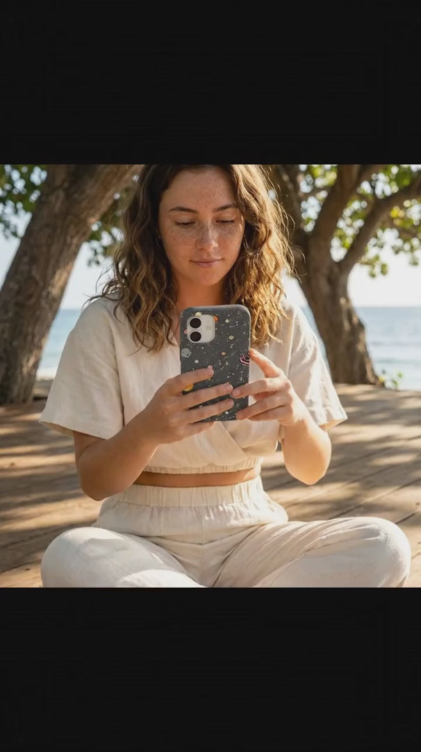 Black Galactic Glow iPhone 16 Case - Product video demonstration