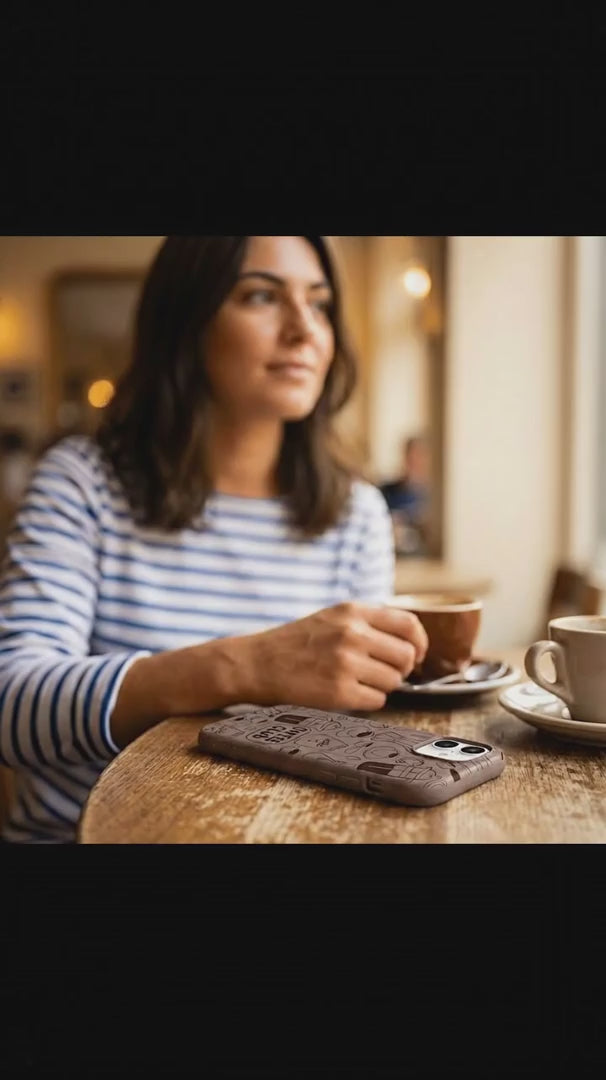 Chocolate Brown Coffee Club iPhone 15 Pro Case - Product video demonstration