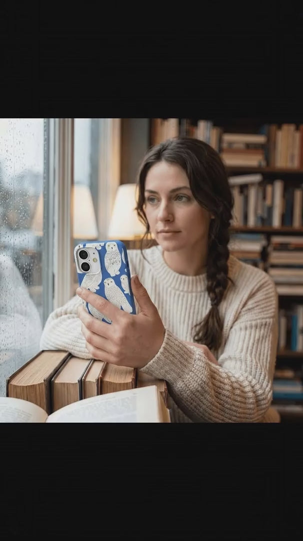 Electric Blue Snowy Owls iPhone 17 Pro Case - Product video demonstration