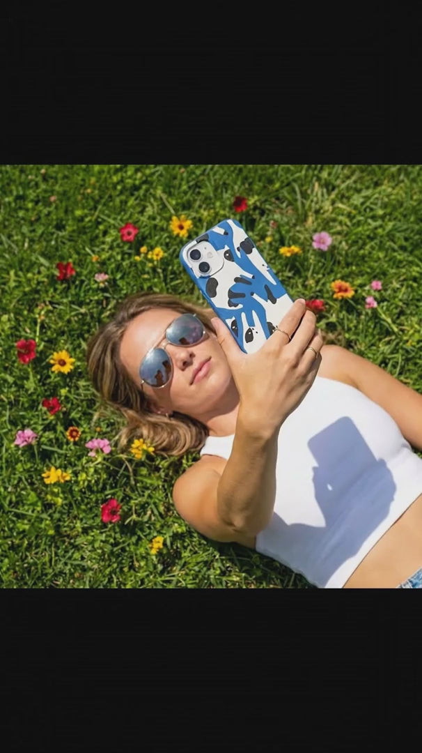 Electric Blue Cat Cow iPhone 16 Pro Case - Product video demonstration