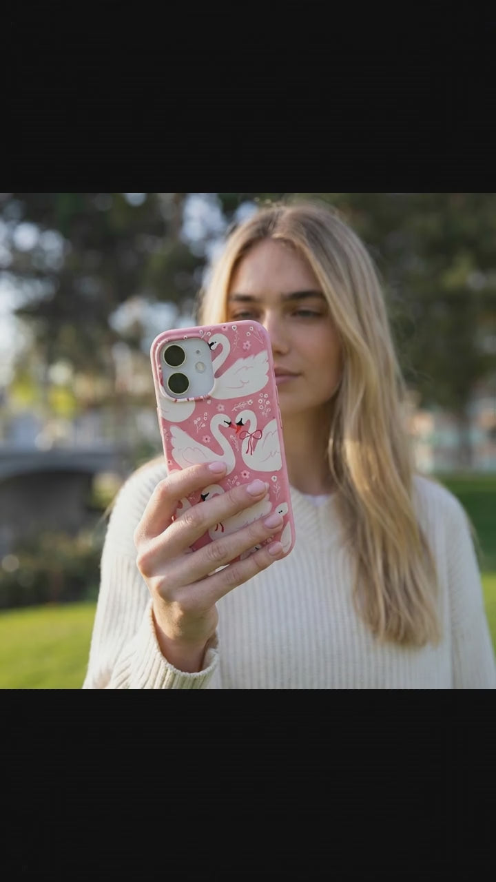 Bubblegum Pink Swan Garden iPhone 17 Case - Product video demonstration