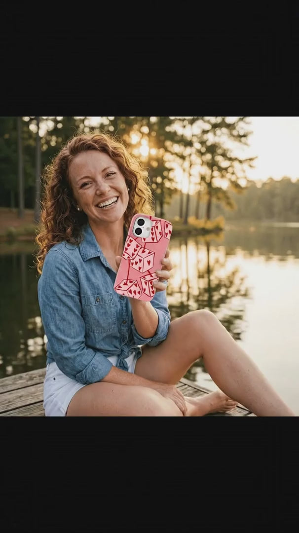 Bubblegum Pink Dicey Cherries iPhone 17 Pro Case - Product video demonstration