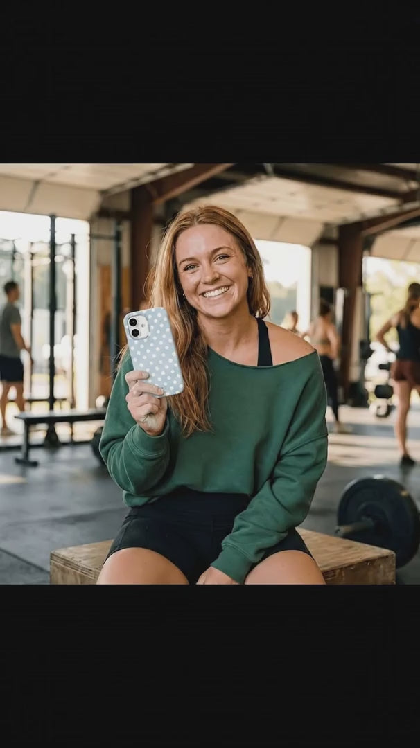 Powder Blue Indigo Dots iPhone 16 Pro Case - Product video demonstration