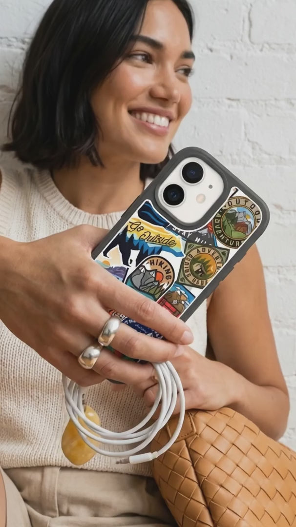 Clear Trail Stickers iPhone 17 Pro Max Case With Noir Ridge (MagSafe included)