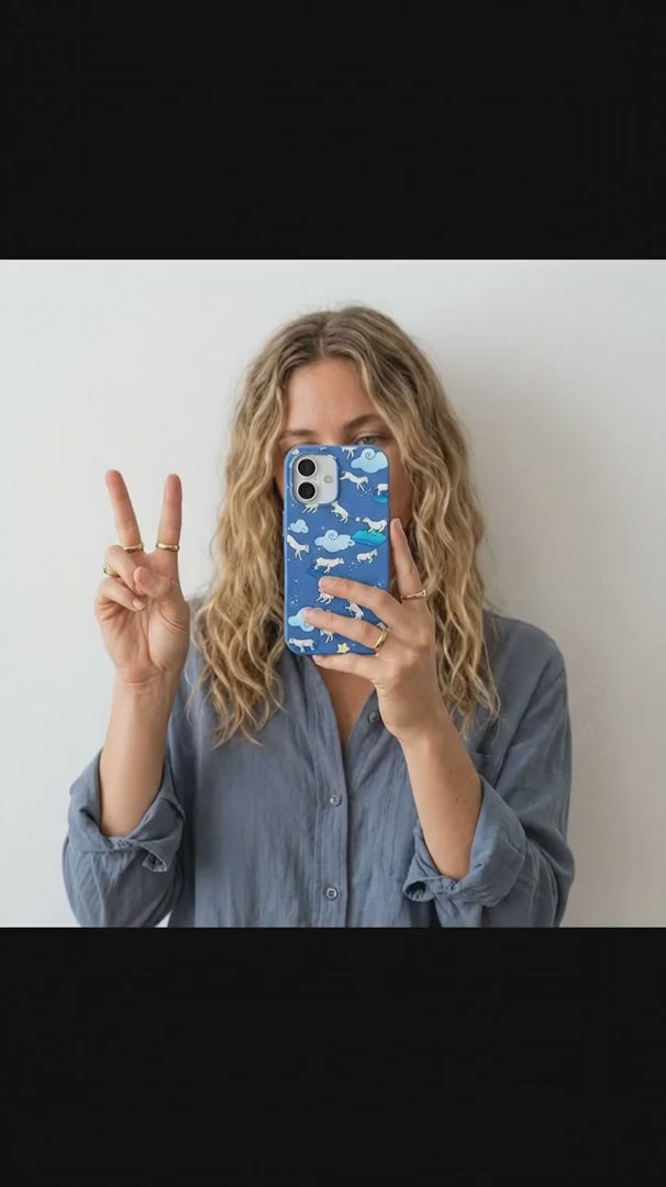 Electric Blue Sheep Dreamers iPhone 16 Case - Product video demonstration