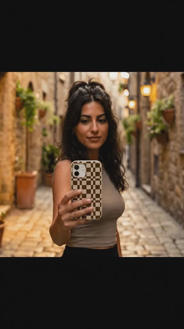 London Fog Chestnut Checkers iPhone 15 Case - Product video demonstration