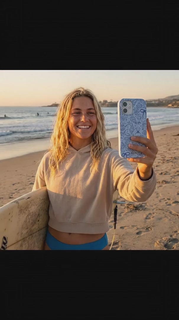 Powder Blue Ocean Charms iPhone 17 Pro Case - Product video demonstration