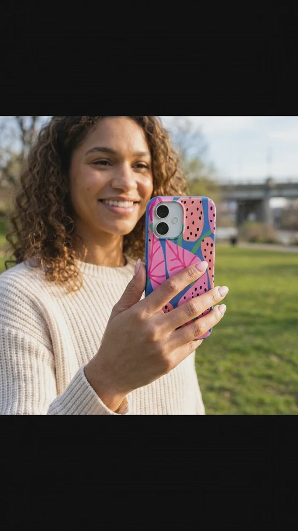 Electric Blue Candy Bloom iPhone 15 Case - Product video demonstration