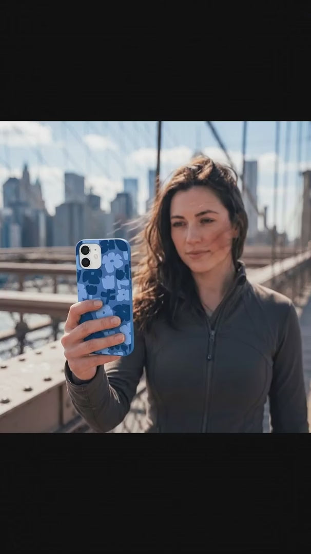 Electric Blue Daydream Blooms iPhone 16 Case - Product video demonstration