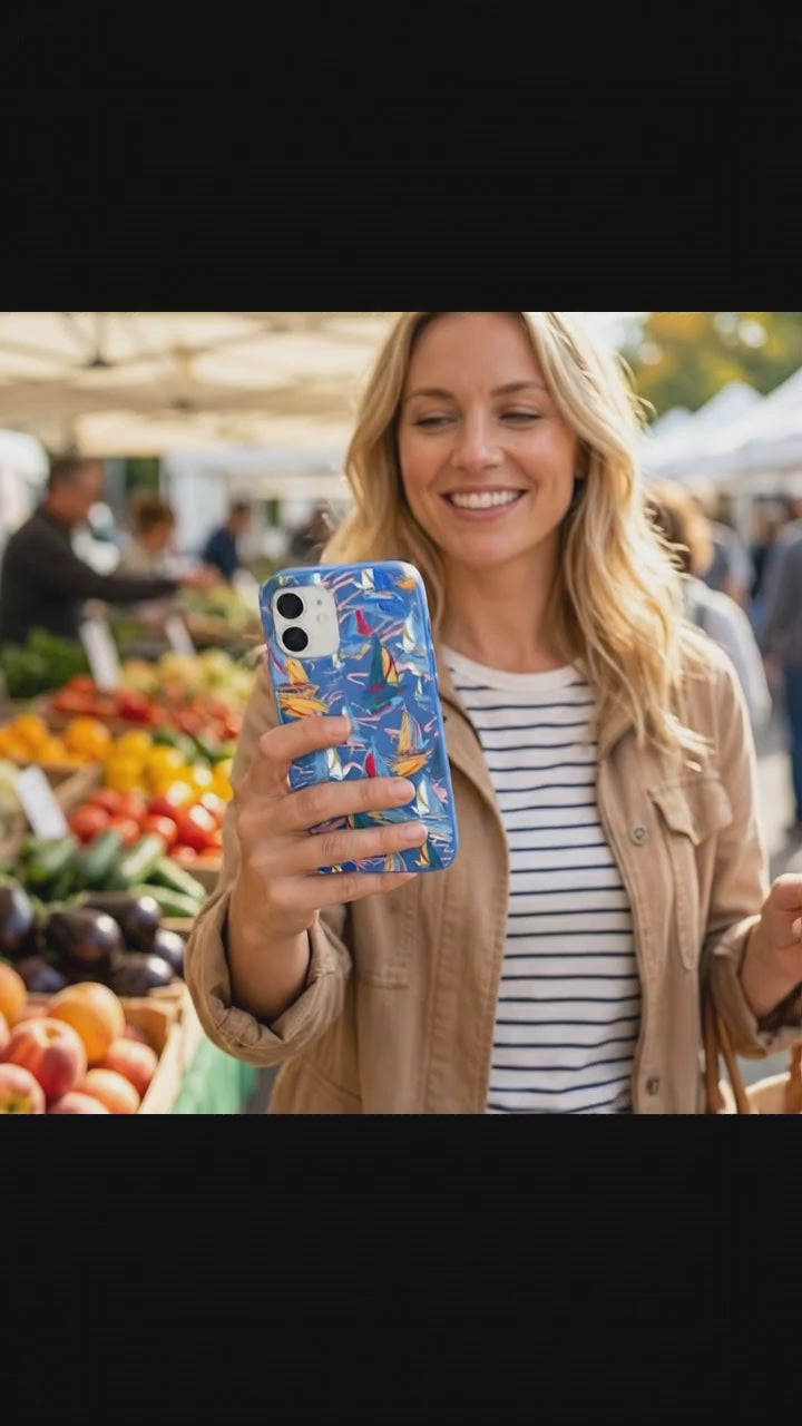 Electric Blue Dockside Dreams iPhone 17 Case - Product video demonstration