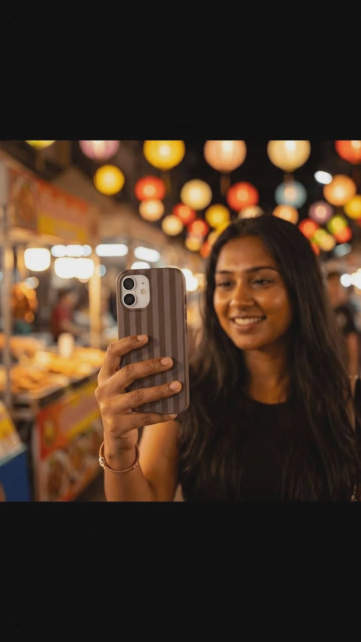 Chocolate Brown Cocoa Stripes iPhone 17 Case - Product video demonstration